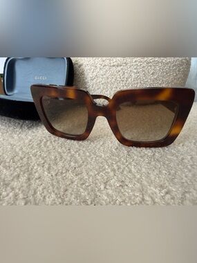 NOT AVAIL FOR SALE-Gucci Tortoiseshell Square Sunglasses - Brown
